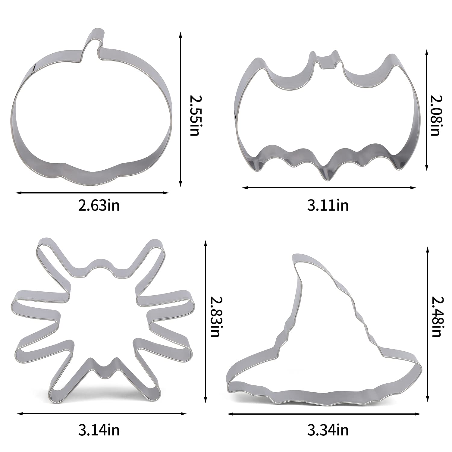 VEYLIN Halloween Cookie Cutter, 10 Piece Biscuit Cookie Cutter - Pumpkin, Bat, Ghost, Witches Hat, Stainless Steel Cutter - Image 2
