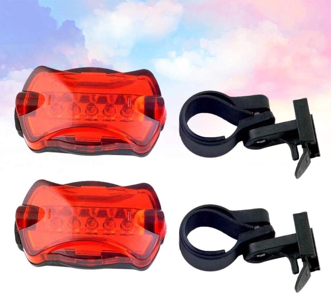 Solide 2 Stück Fahrrad Rücklicht Wasserdicht 5 LED Fahrrad Rücklichter Fahrrad Sicherheit Warnleuchte Bremslicht Blinker Licht für Radfahren (Rot) Langlebig