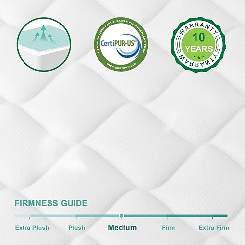 Miniatura 4 de Colchón Queen híbrido de resortes interiores de 10 pulgadas en una caja, diseño ergonómico con espuma transpirable y resortes ensanchados para un