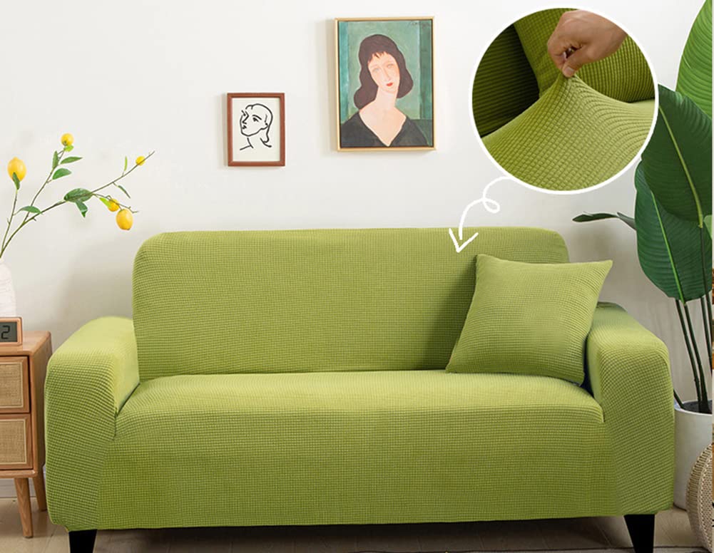 Housse de canapé extensible 3 places jacquard vert gazon 190-230 cm