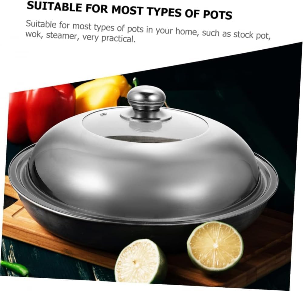Tapa De Olla De Acero Inoxidable De Repuesto, Lavable, De Vidrio Plateado, para Sartén, Tapa De Olla De Cocina, Tapa De Metal, Tapa Universal para Olla, Suministros De Cocina., 26 cm