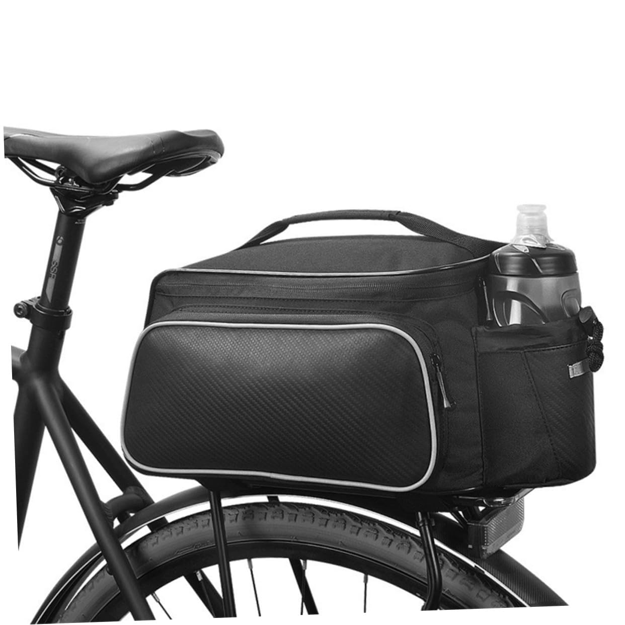 ERINGOGO Borsa Bicicletta Posteriore per Bici da Corsa e Mountain Bike con Riflettenti ad Alta Visibilità Grande Capacità per Accessori Ciclismo Nero