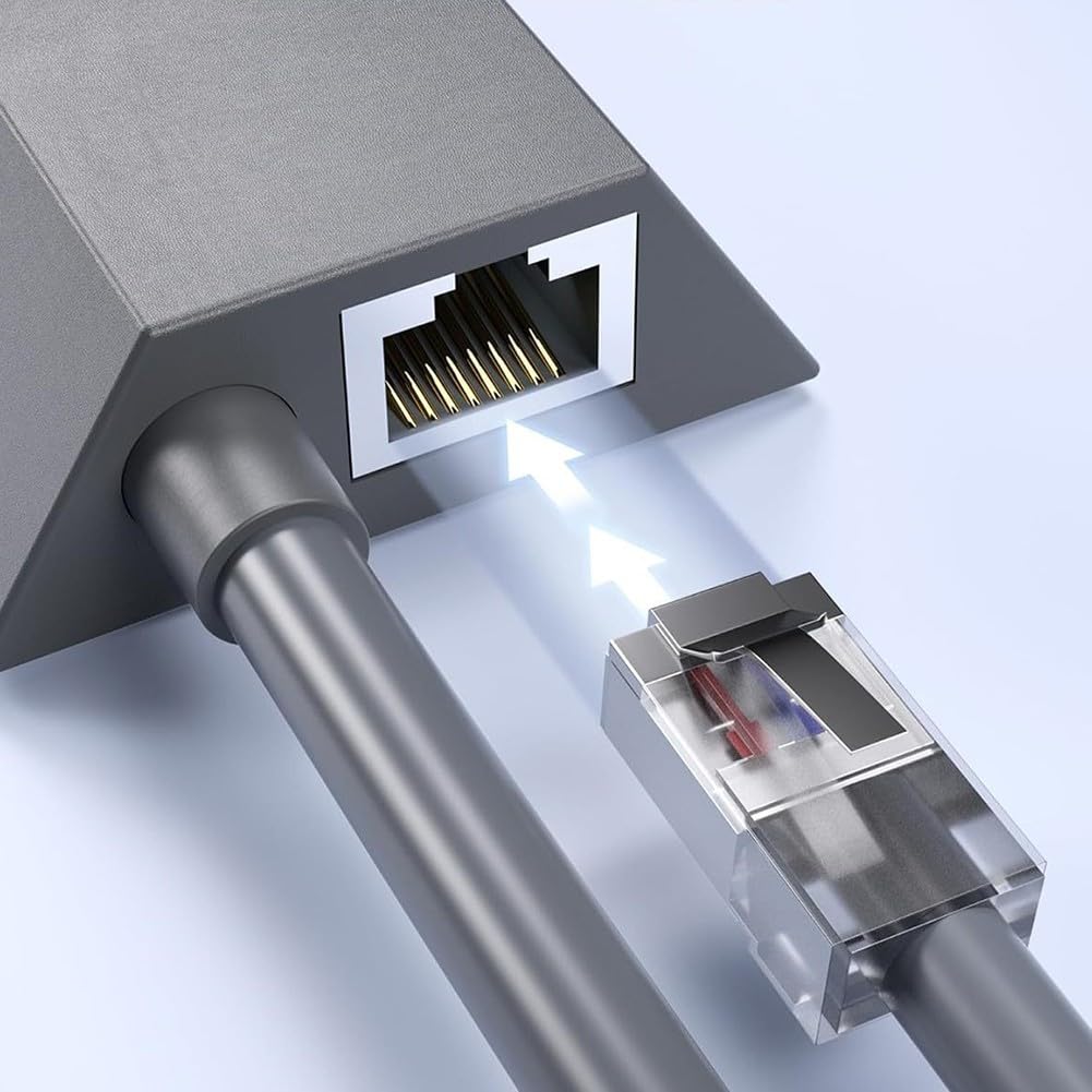 Adattatore Gigabit Ethernet a 4 porte per Starlink Gen 3 e Mini, splitter di rete RJ45 con cavo da 0,5 m, Plug and Play per router, PC, console di gioco, grigio