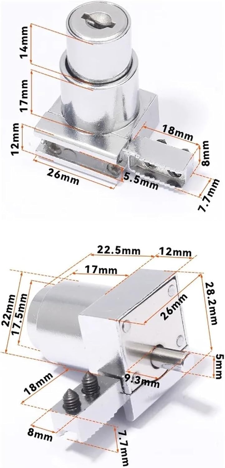 Glass Door Slide Lock with Keys Zinc Alloy for 5-8mm Hardware 1Pcs