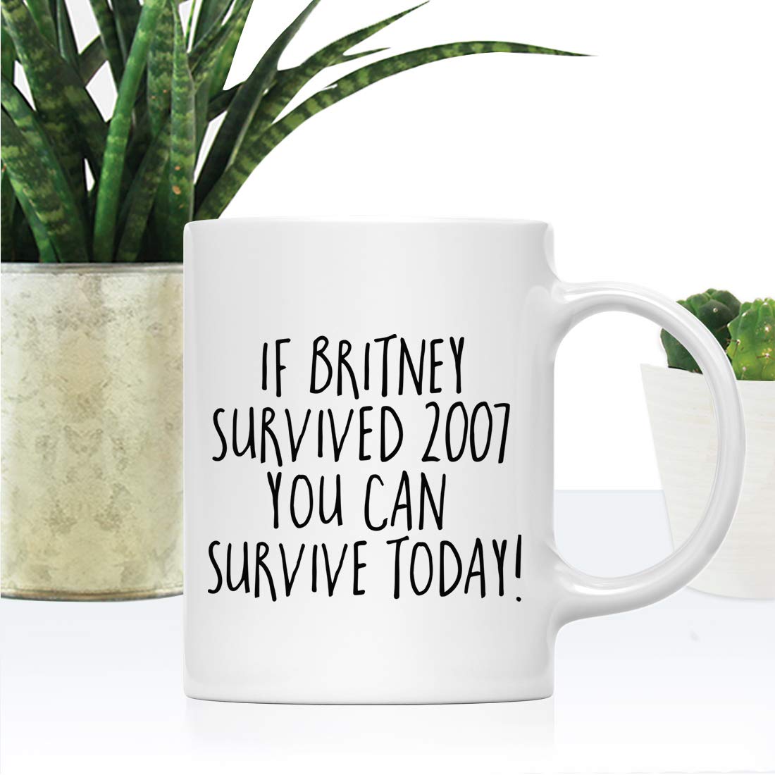 Amazon.com: Andaz Press Funny 11oz. Coffee Mug Gift, If Britney Survived  2007 You Can Survive Today, 1-Pack, Novelty Best Friend Adult Office  Coworker Birthday Christmas Hot Chocolate Cup Funny Mugs : Home
