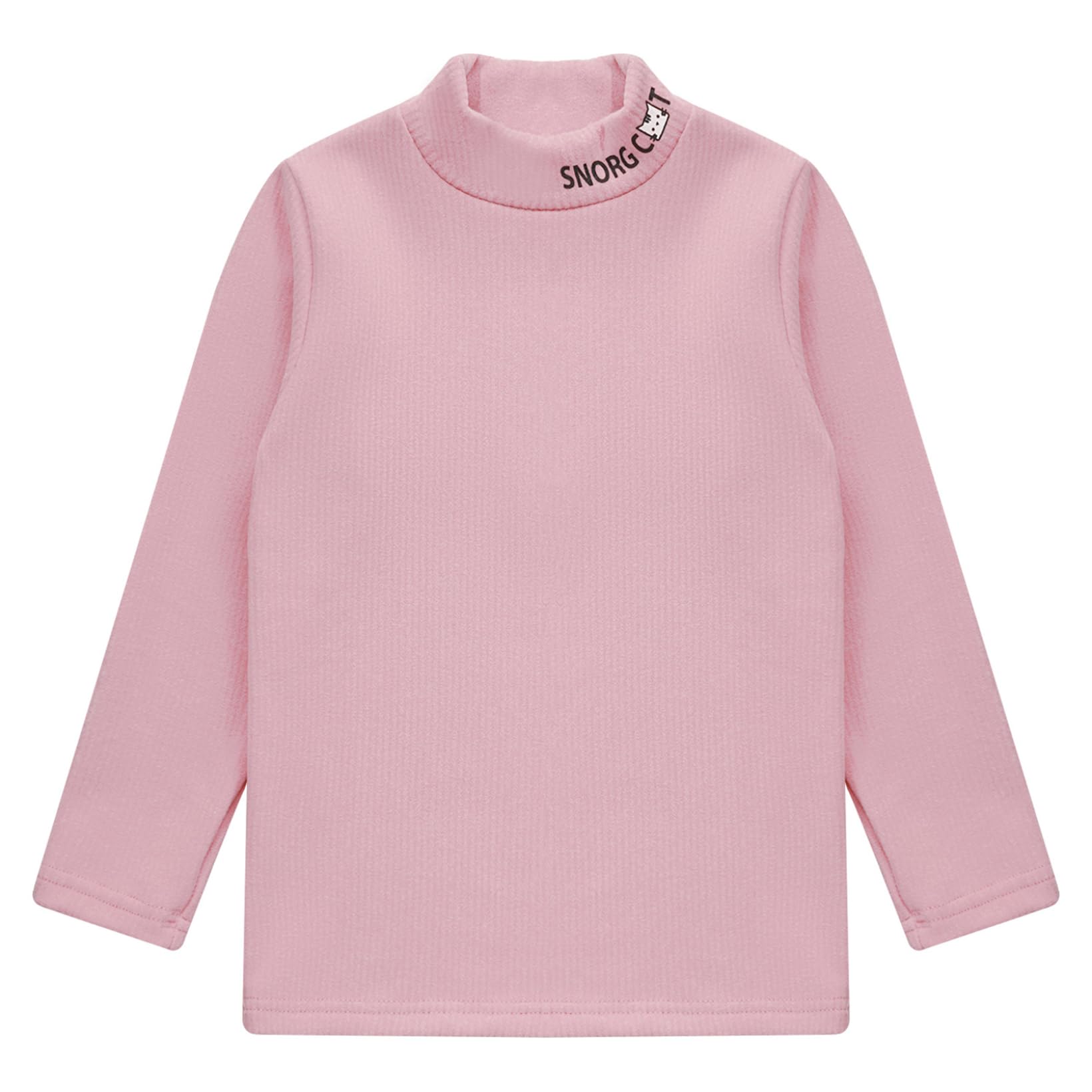 JanJean Baby Boys Girls Turtleneck Long Sleeve Underwear Tops Kids Soft Cotton Pullover T-Shirts Solid Color Warm Tees Pink 2-3 Years