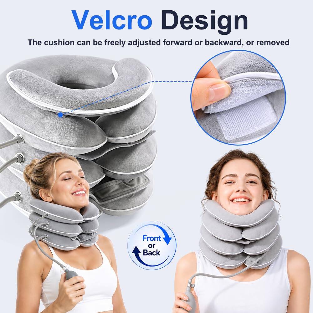 Trazione Cervicale, Collare Cervicale Gonfiabile con Supporto Mento, Decompressione Cervicali, Collare Ortopedico Cervical per Sollievo Dolori Cervicali
