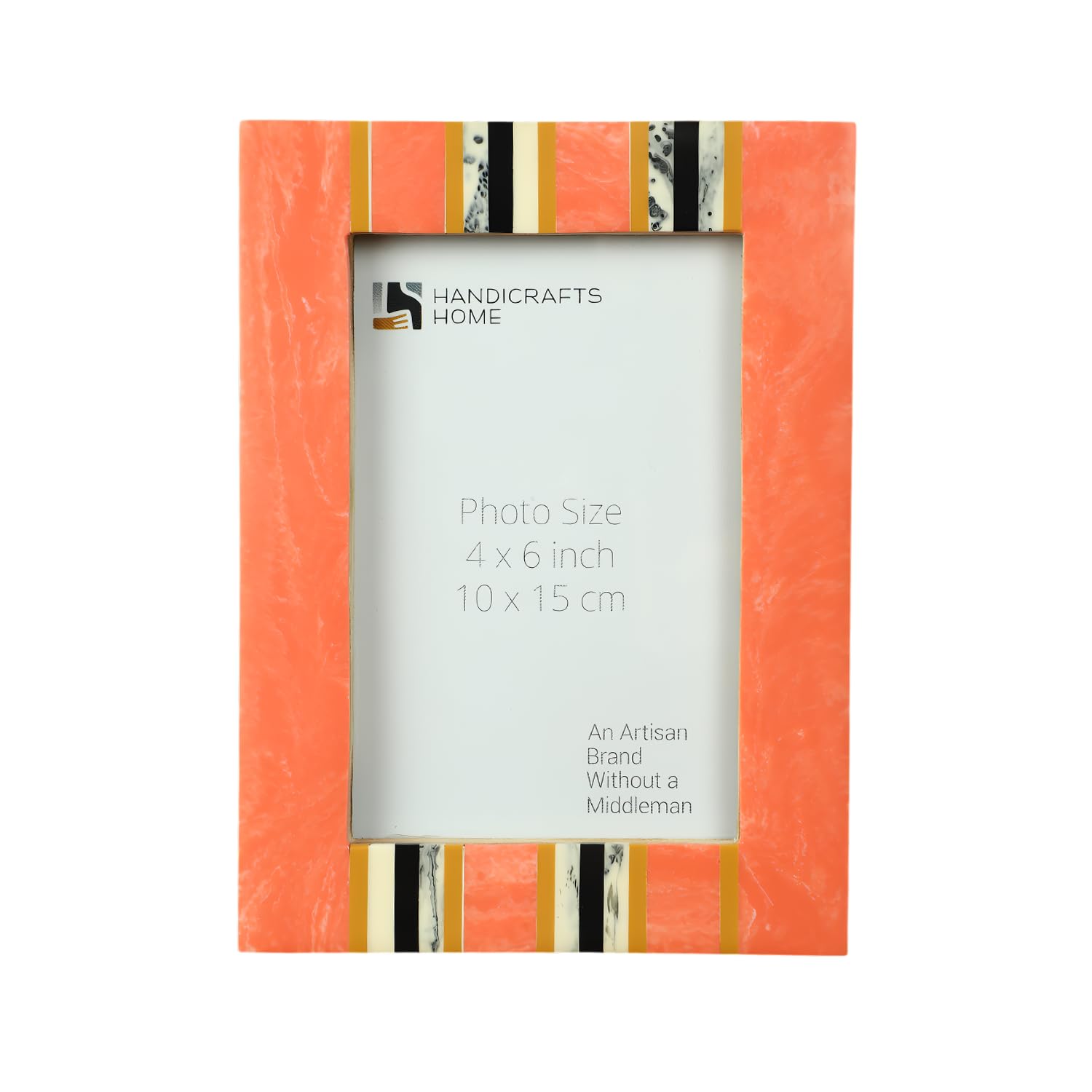 Handicrafts Home Peach-761 4X6 Handmade Picture Frame, Ink Marble Resin Inlay Photo Frames For Wedding, Birthday, Housewarming Gift- Tabletop Display