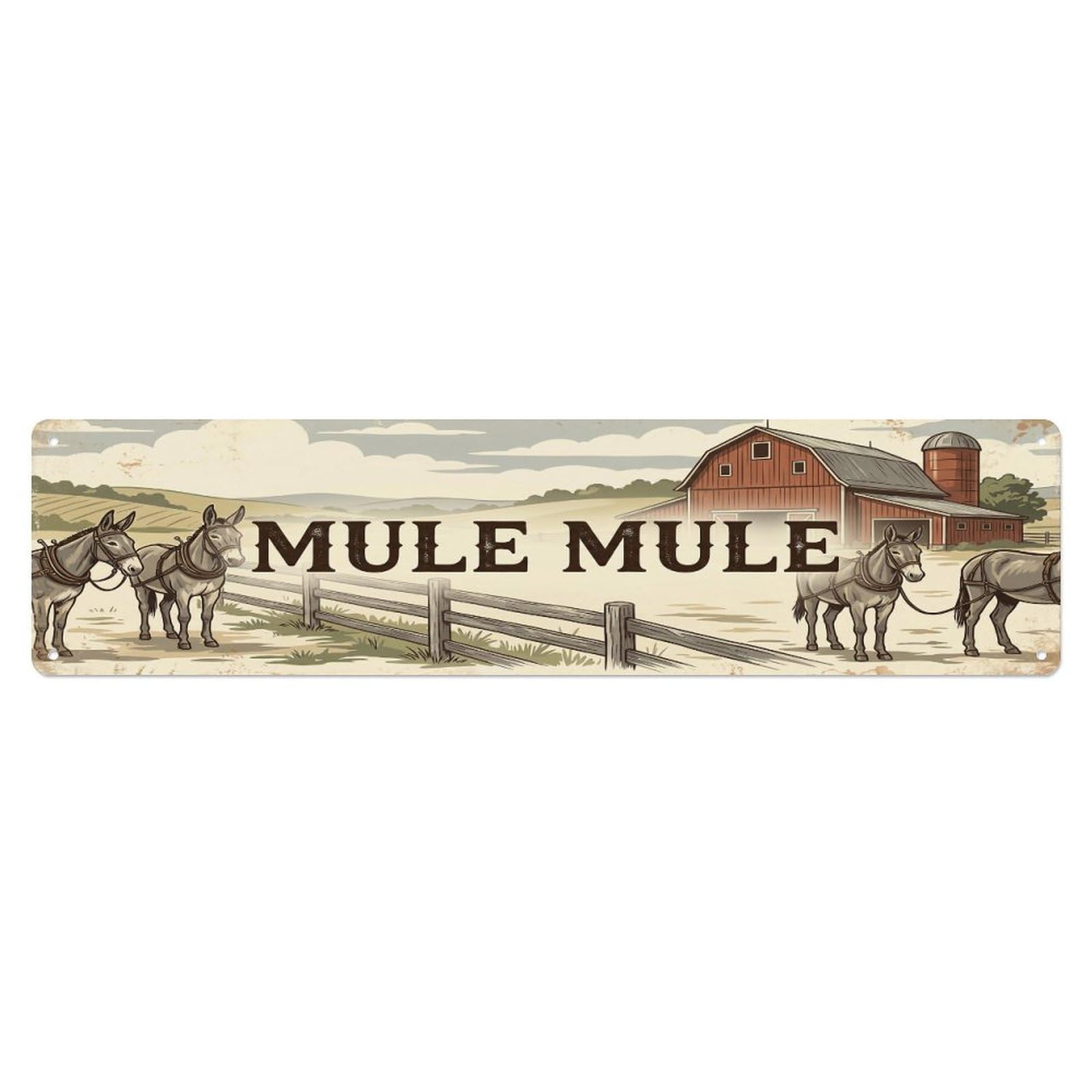 Okahys 4X16inch(10X40cm) Vintage Yard Hi Mule Farmhouse Funny Mule Backyard Farm Metal Tin Sign