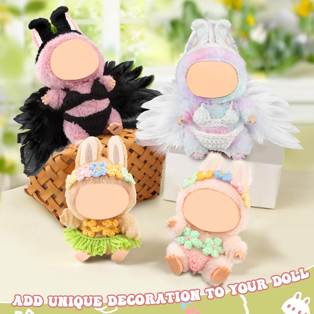 FIDWALL Handmade Outfits for 15-17cm Dolls (No Doll), Bunny-Inspired and Tropical Skirt Styles - Image 4