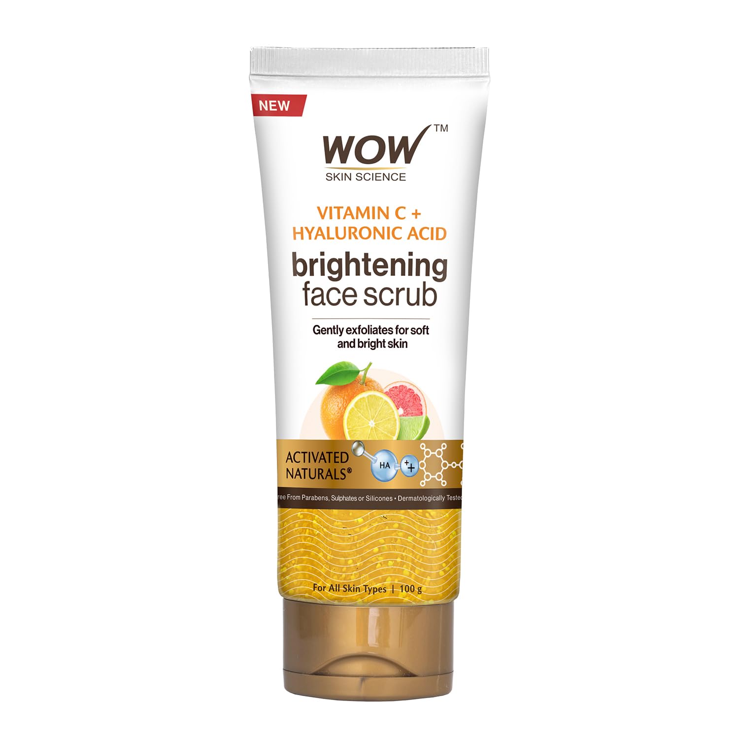 Vitamin C + Hyaluronic Acid Brightening Face Scrub | Gently Exfoliates | Smoothens Skin Texture | Hydrates Skin | Promotes Even-Toned Complexion | 100g