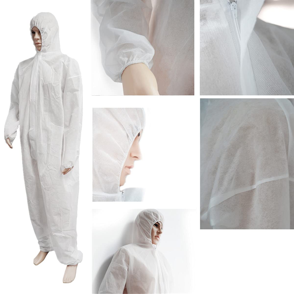 Lot de 50 combinaisons de peintre jetables en polypropylène avec capuche Taille L-XXXL (au choix) 40 g/m