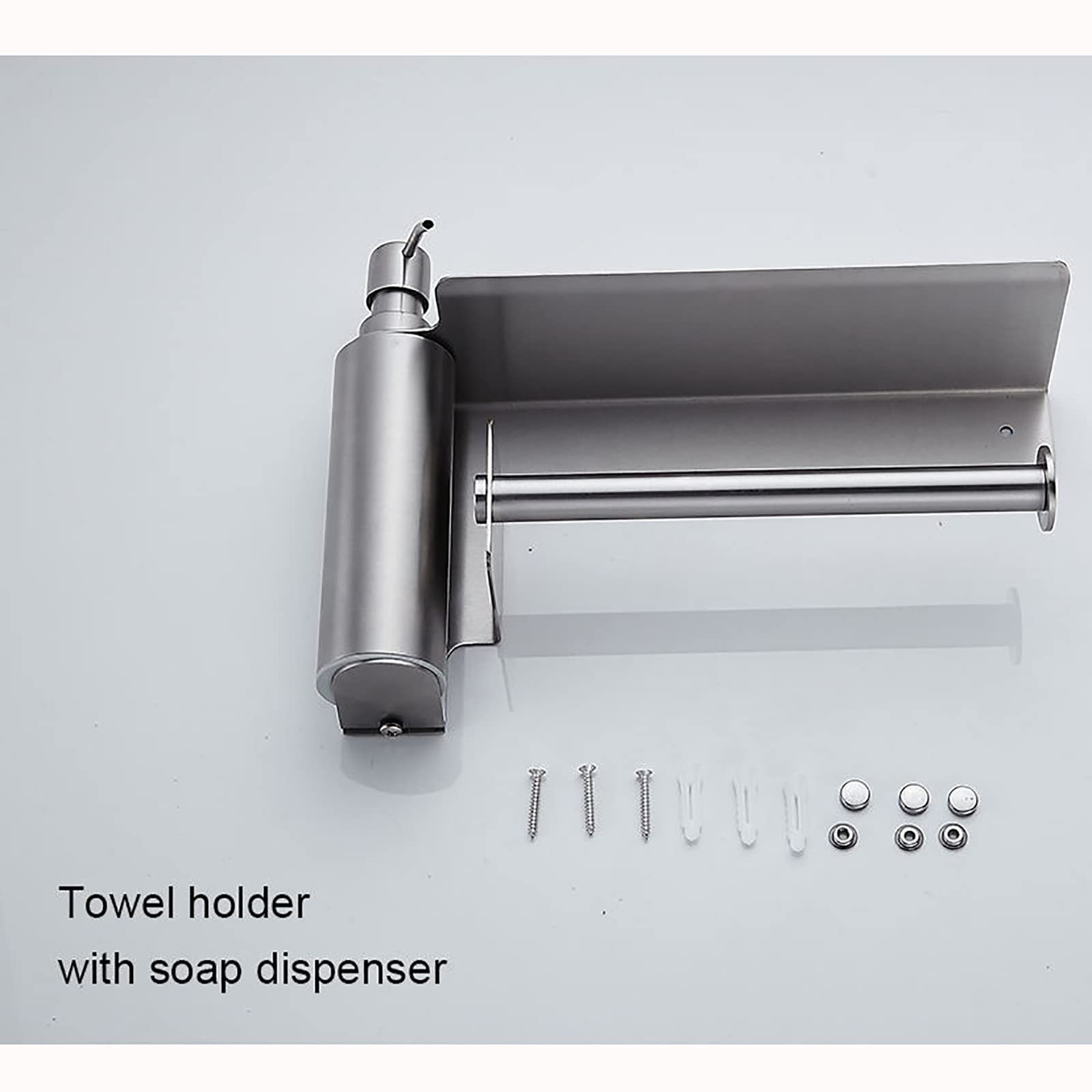 Portarrollos Papel Higienico, Porta Rollos de Papel Higienico Aluminio, Portarollos Papel Higienico Adhesivo con Espacioso Estante y Dispensador Jabon Baño, Multifunción Negro Mate