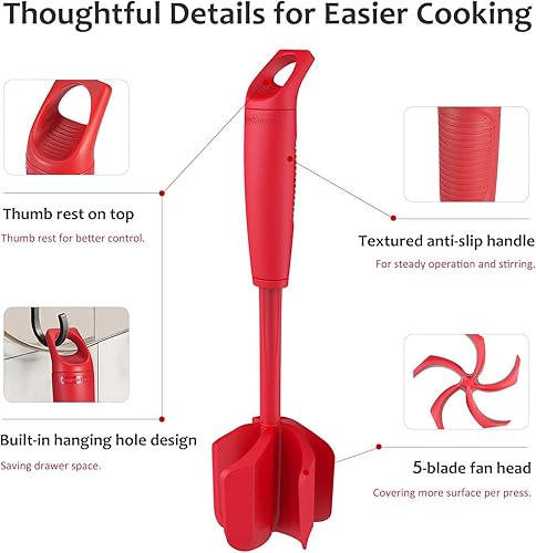 Miniatura 8 de Ourokhome Picador de carne y triturador de papas, triturador de carne molida de nailon resistente al calor para hamburguesas, 5 cuchillas curvas