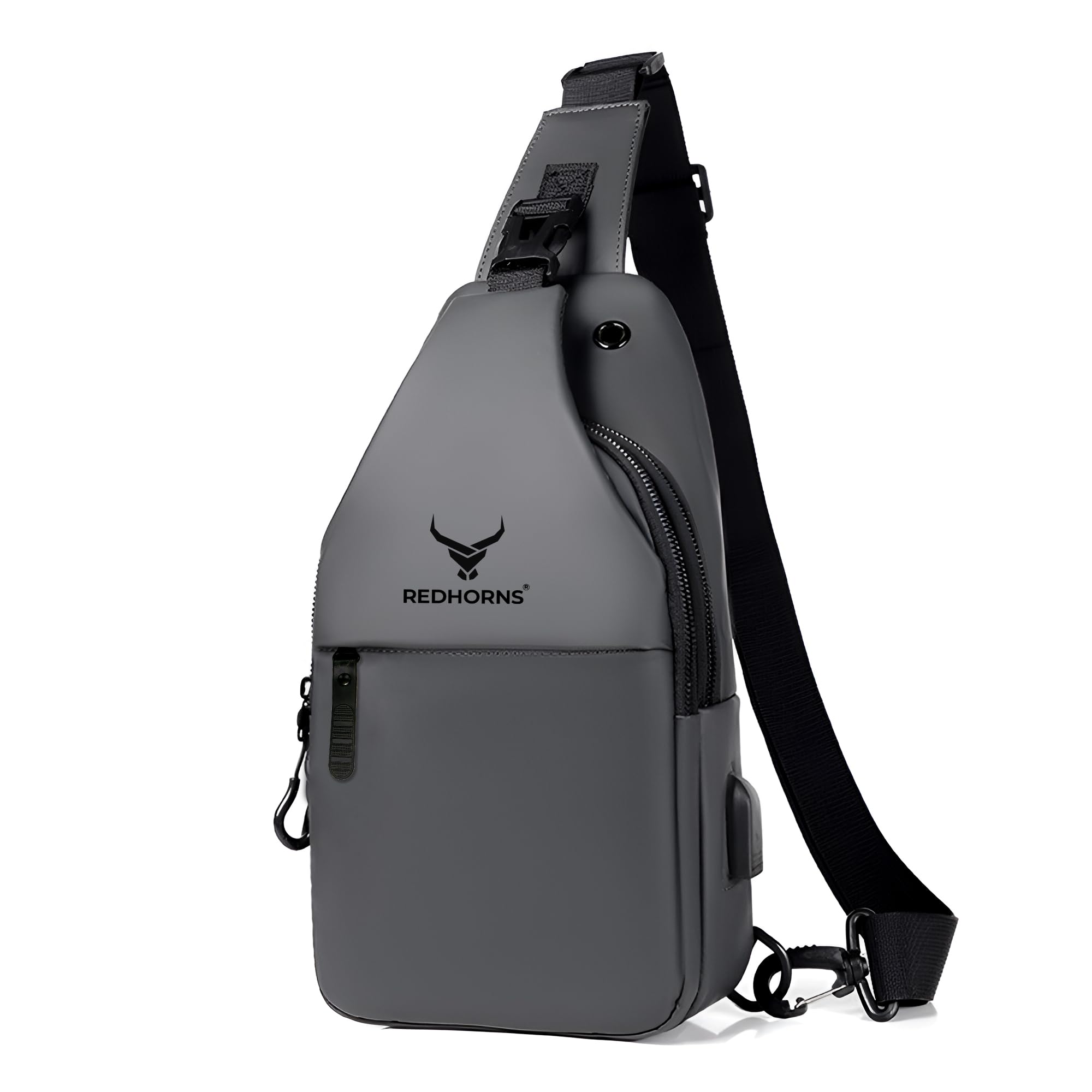 REDHORNS Waterproof Crossbody Chest Bag for Men and Women Fashion Sling Bag With Adjustable Shoulder Strap, Multipurpose Cross Body Backpack with 4 Pockets, USB Charging Port and Earphone Hole (Grey) (B0CYLYBV85) Amazon Price History, Amazon Price Tracker