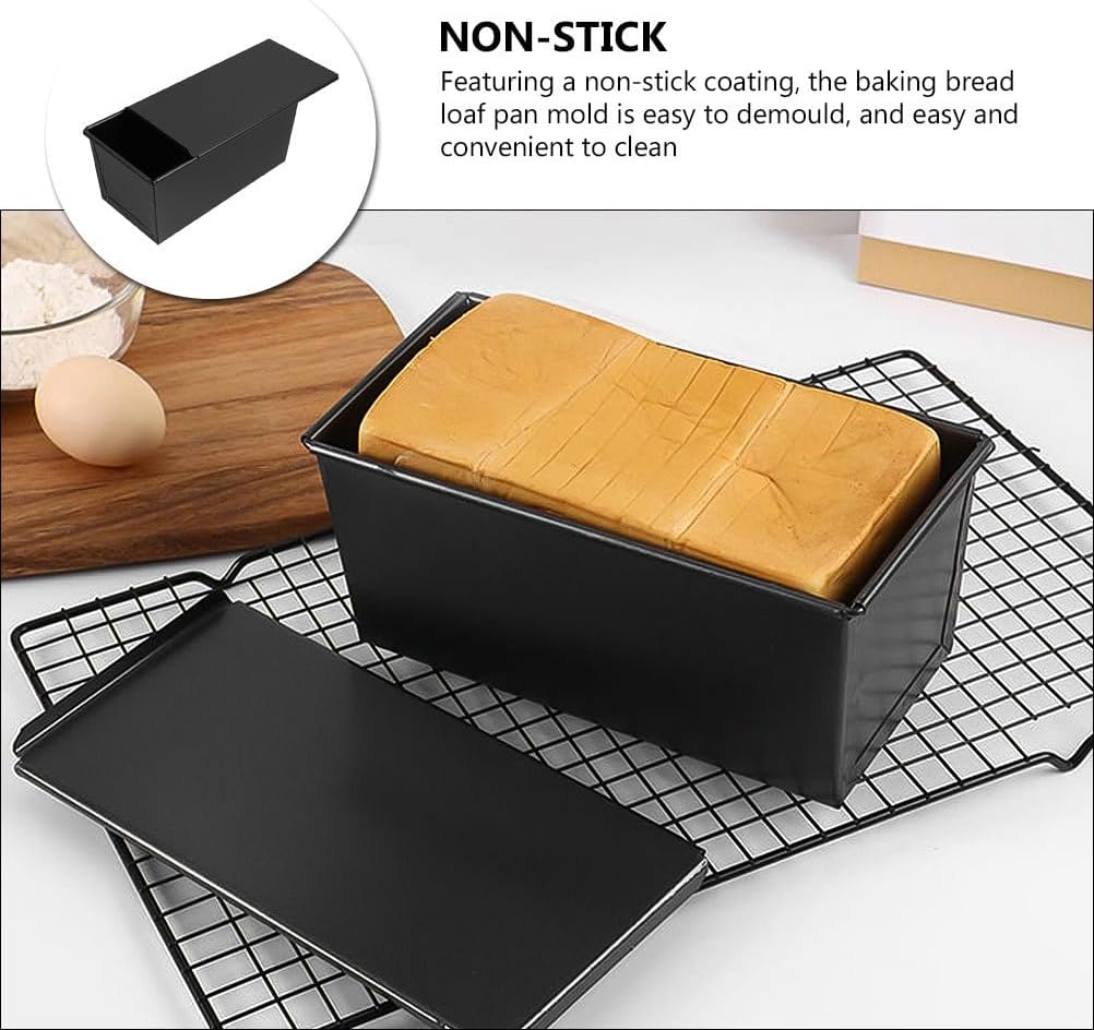 Garneck Nonstick Loaf Pan with Lid 1.65LB Bread Toast Mold for Baking Convenient Kitchen Bakeware Bread Mold for Homemade Toast