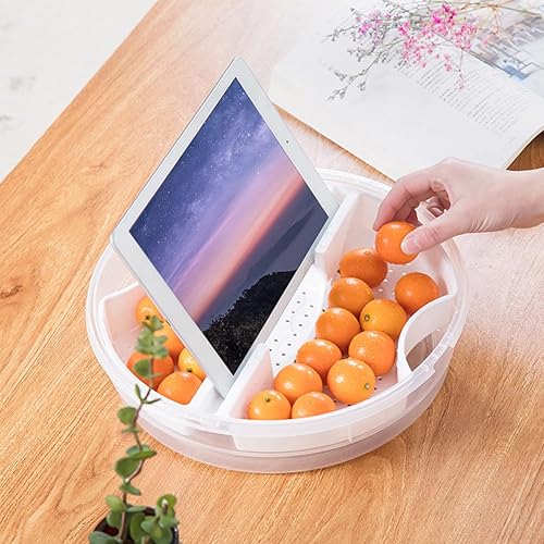 Miniatura 6 de Bandeja dividida para servir con tapa y asa, contenedor para aperitivos para niños y adultos, contenedor de almacenamiento de alimentos con