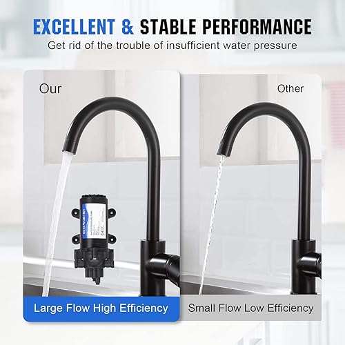 Miniatura 4 de ECO-WORTHY Bomba de diafragma de presión de agua industrial serie 33 110V AC 4.0GPM flujo 50PSI presión nominal autocebante RV bomba de agua dulce