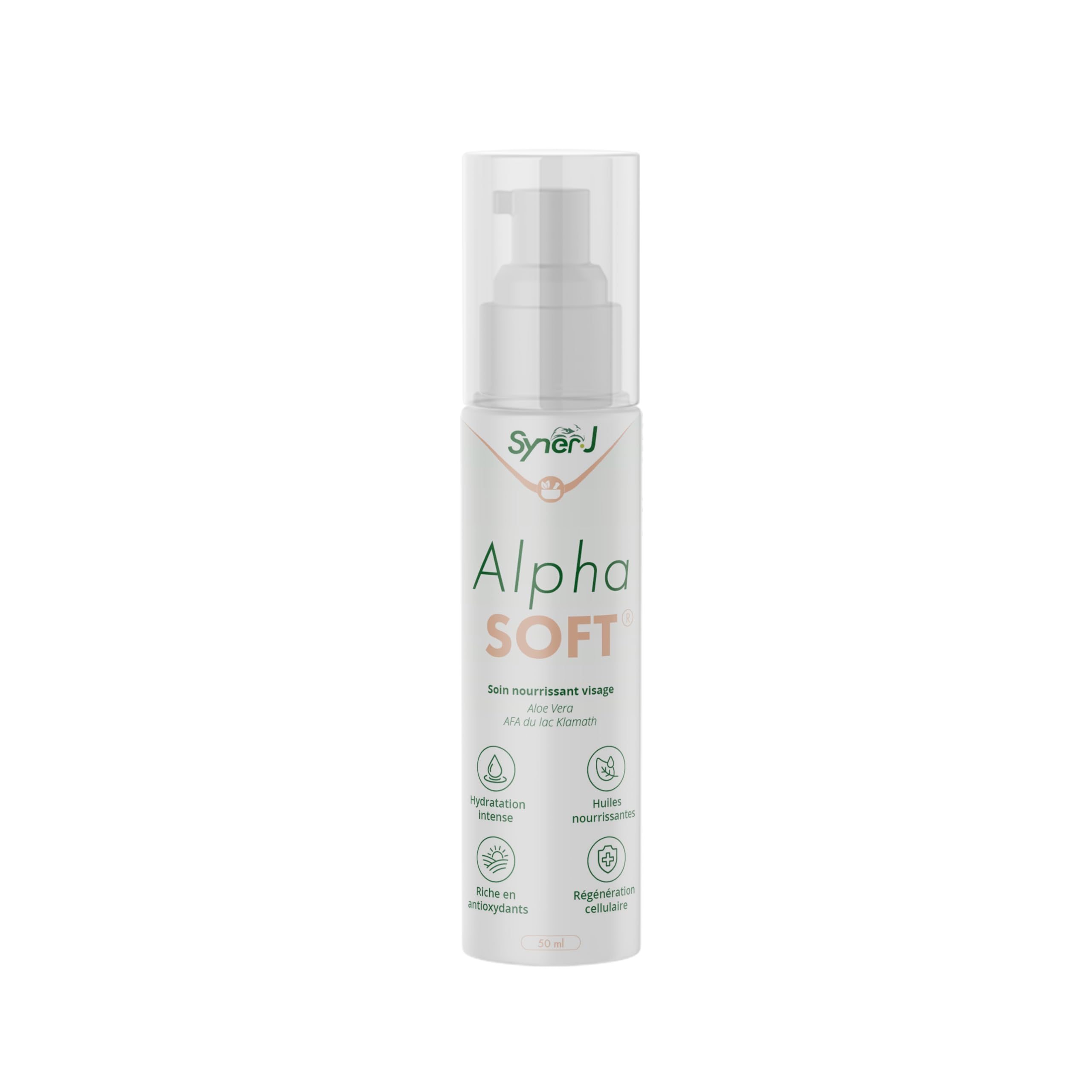 AlphaSOFT | Crema viso nutriente | Idratazione intensa e anti-età naturale | Aloe vera, oli biologici (avocado, macadamia, mandorle dolci) | Pelle secca e sensibile – SynerJHealth (50 ml)