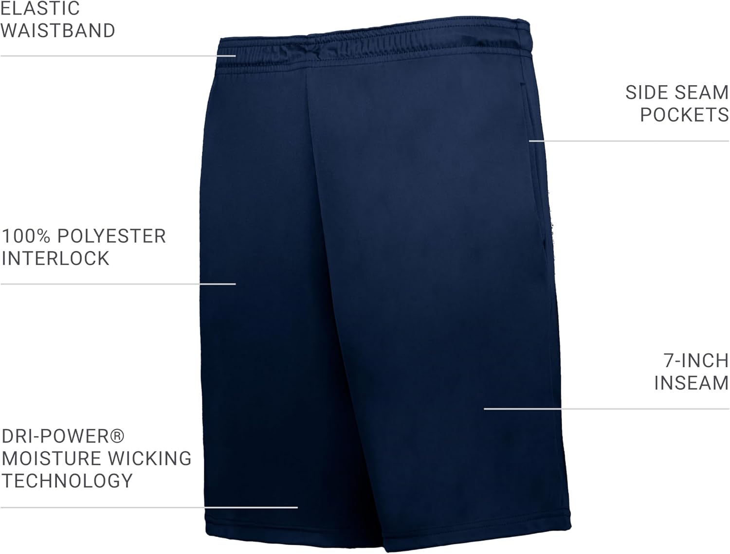 Russell Athletic Mens Dri-Power Essential Performance 7" Shorts