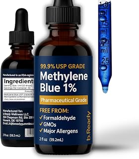 Methylene Blue Pharmaceutical Grade 1% USP – Lab-Tested Methylene Blue Drops Drops with Electrolyte Support – 2 fl oz (60mL), No Formaldehyde – Brain Health & Cellular Energy