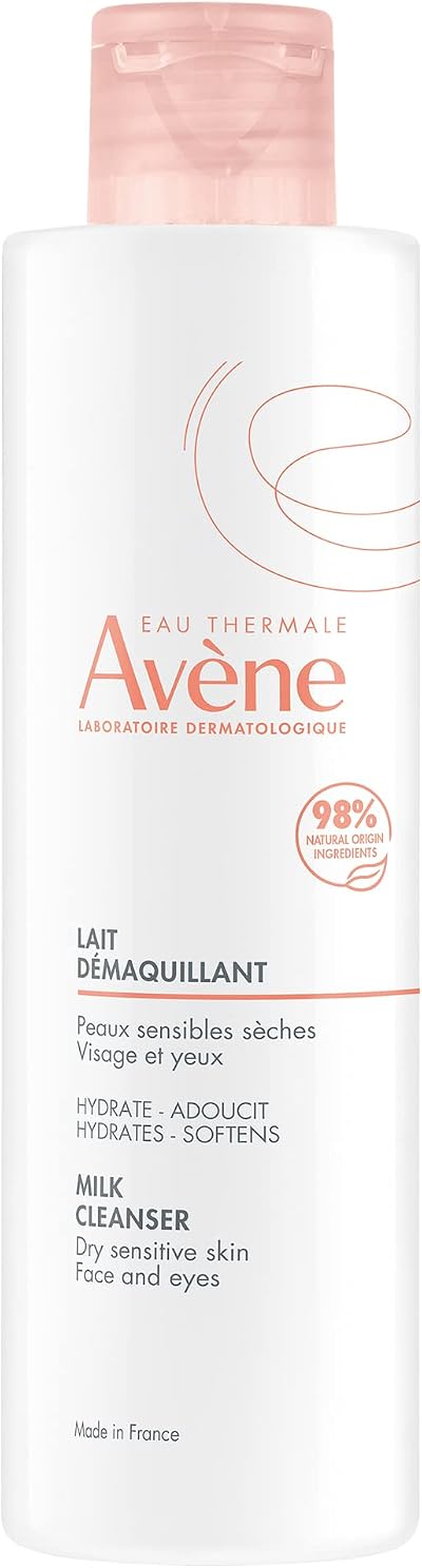 Eau Thermale Avene milk cleanser gentle face wash sensitive skin 200ml | Vegan milk formula gently removes makeup while hydrating dry sensitive skin
