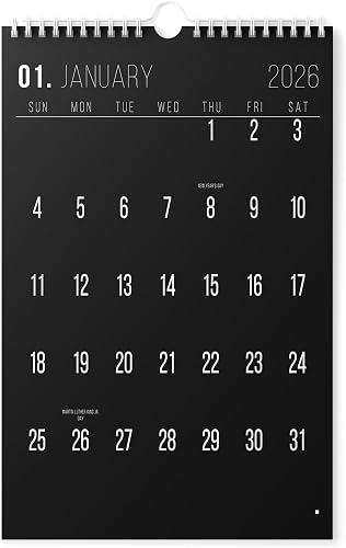 Karto Wall Calendar 2026 11x17 in - All Black