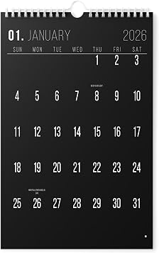 Karto Wall Calendar 2026 11x17 in - All Black
