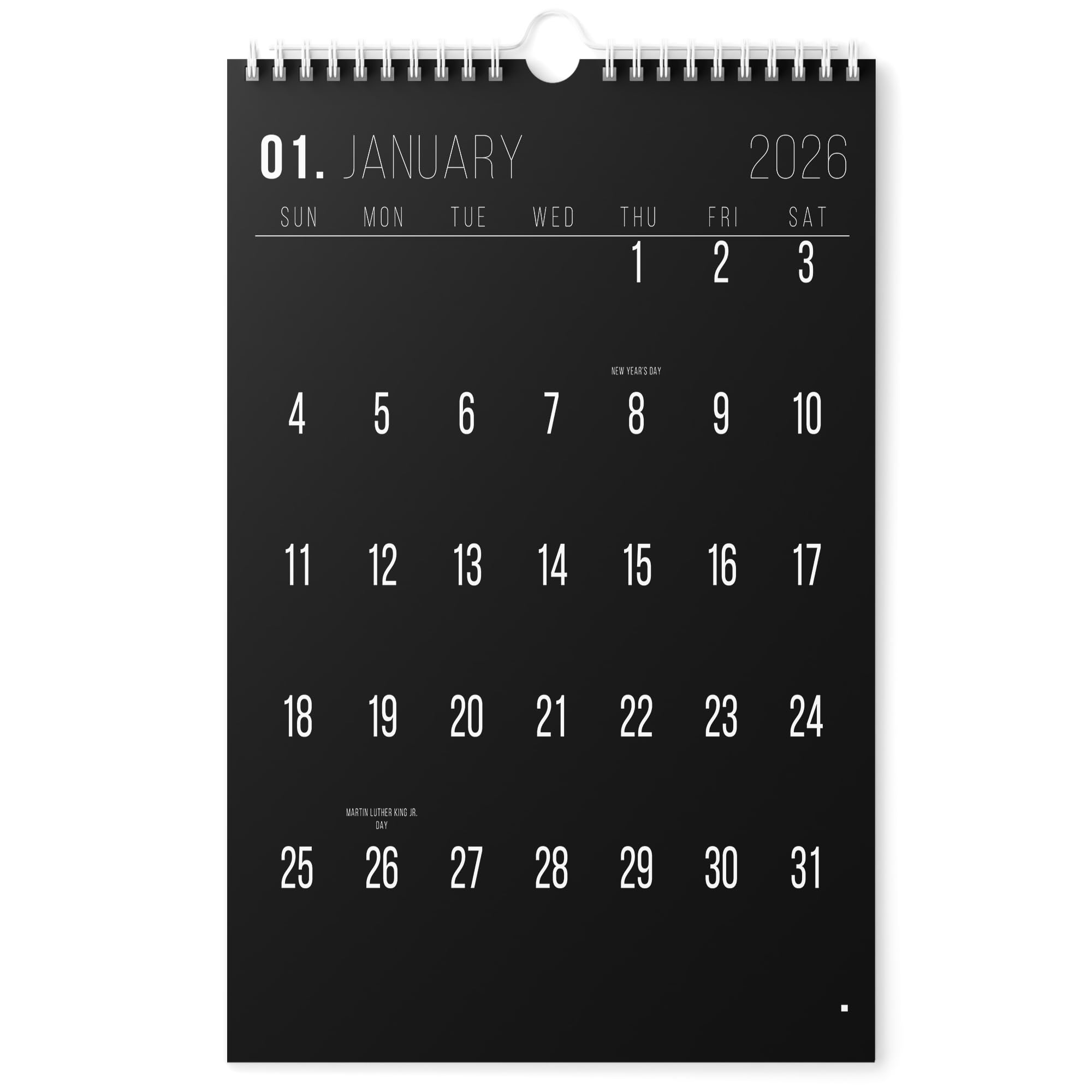 Karto Wandkalender 2026 – Vertikal 27,9 x 43,2 cm von Januar 2026 bis Juni 2027 – Steigern Sie Ihre Produktivität und einfache Planung mit dem ästhetischen Monatskalender – komplett schwarz