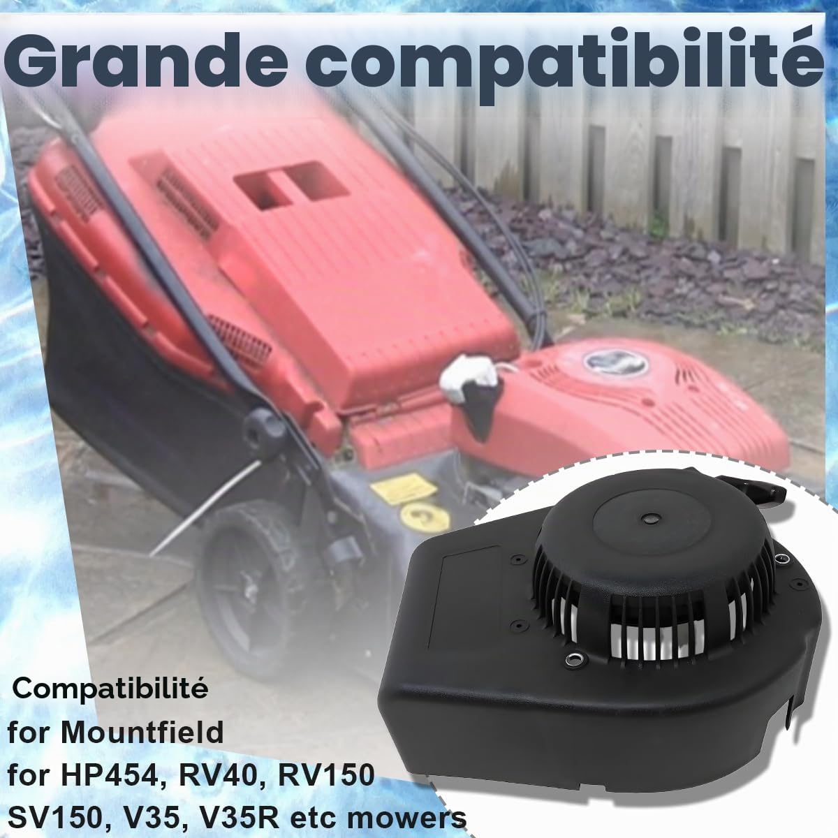 ZAMDOE Démarreur à Cordon pour Mountfield GGP HP454 RV40 RV150 SV150 V35 V35R Tondeuse à Gazon pour CastelGarden Moteurs 150 cm³ avec réservoirs de Carburant indépendants démarreur Manuel