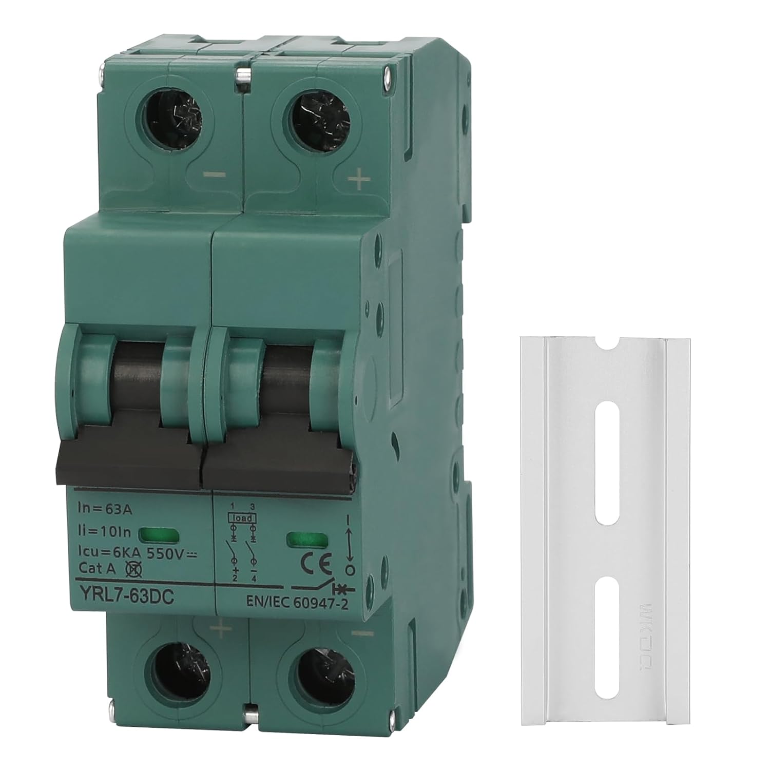 DC 20 Amp Circuit Breaker,500V 2 Pole DC Disconnect Switch for Solar PV System, DIN Rail Mount Solar Panel Disconnect Switch(C20A)