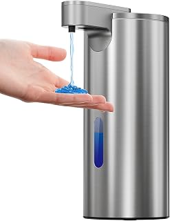 Fantictas Seifenspender Automatischer, Edelstahl, Sensor, USB-C, 340 ml | Berührungsloser Sensor, 3 Dosierstufen, 2000-mAh-Akku und IPX4-Spritzschutz für kontrollierte Ausgabe in Küche und Bad.