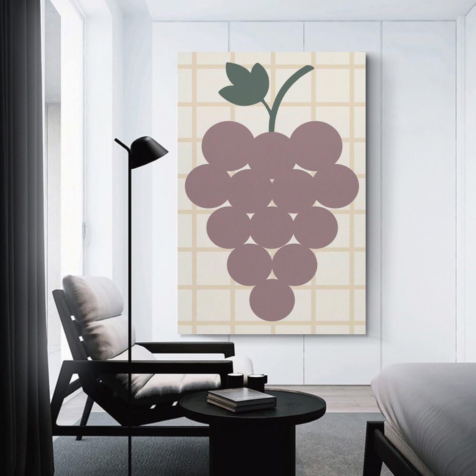 Junmoney Stylized Grape Illustration Wall Picture Print 20x30inch(50x75cm), for Picture Wall Styling in Lounge Or Bedroom, Ideal for Building A Coordinated Art Wall