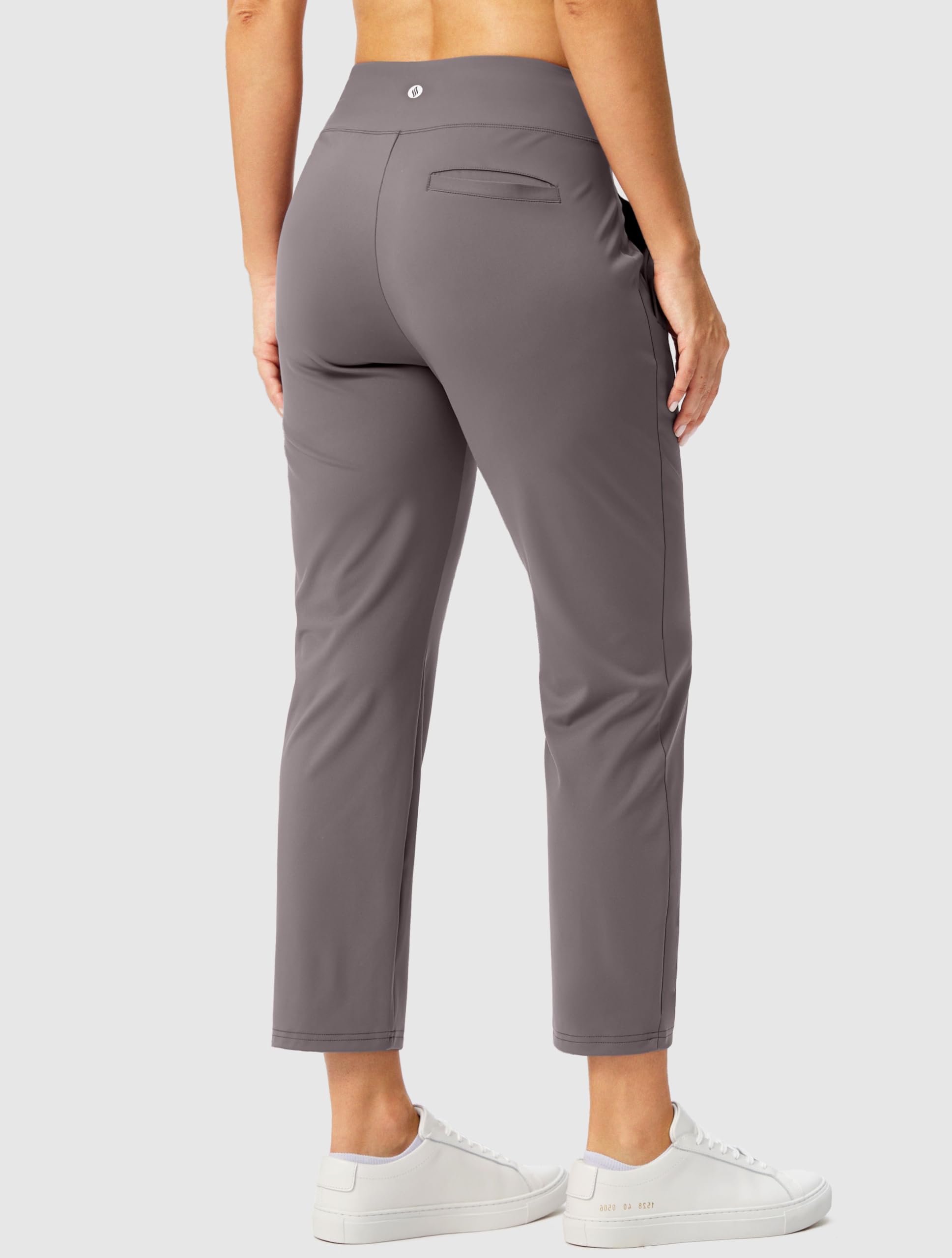 SANTINY Pantalon pour femme avec 3 poches taille haute 7/8 extensible pour le golf, les voyages, l'athlétisme, le travail