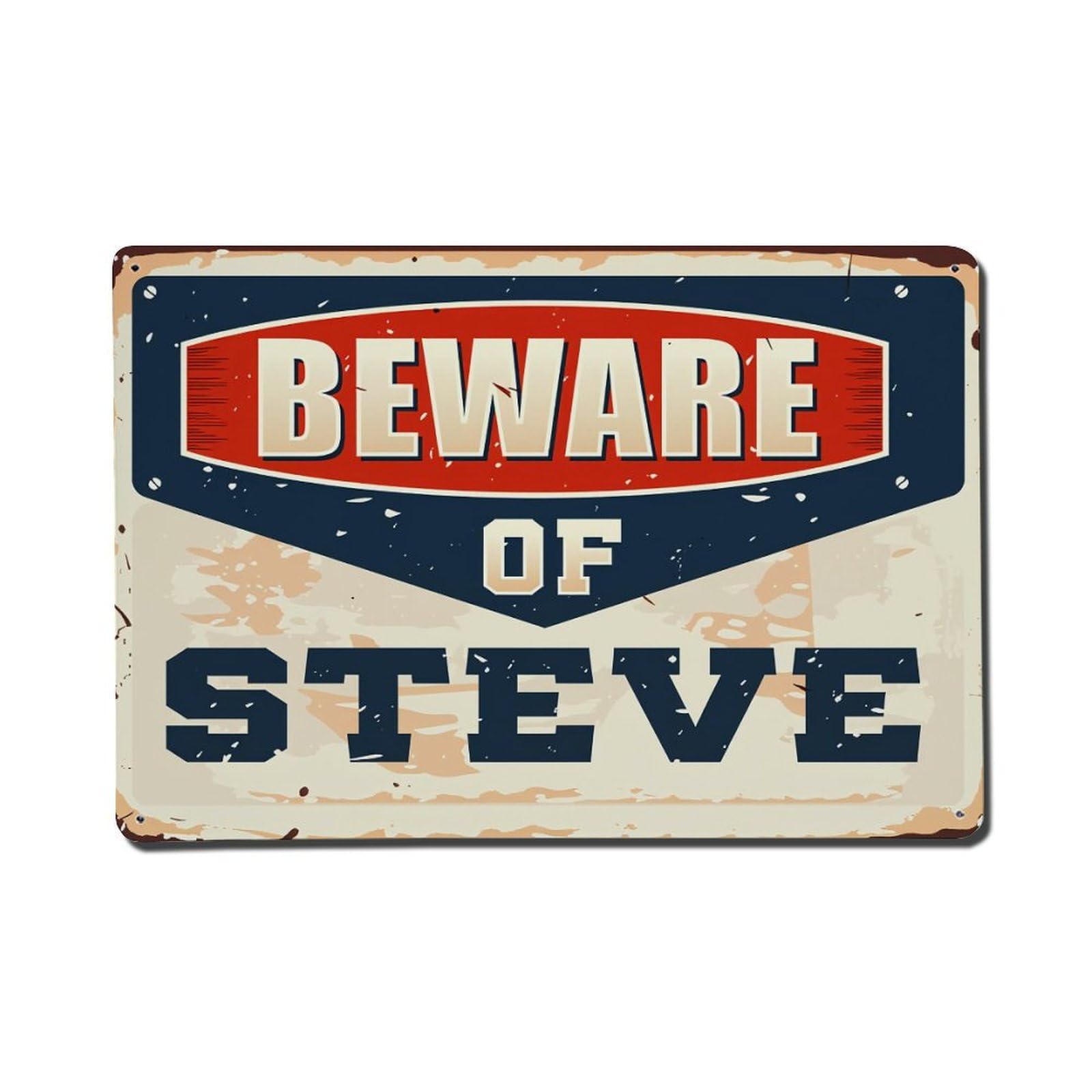 Beware Of Steve Sign Pattern_5 Metal Tin Sign Plaque
