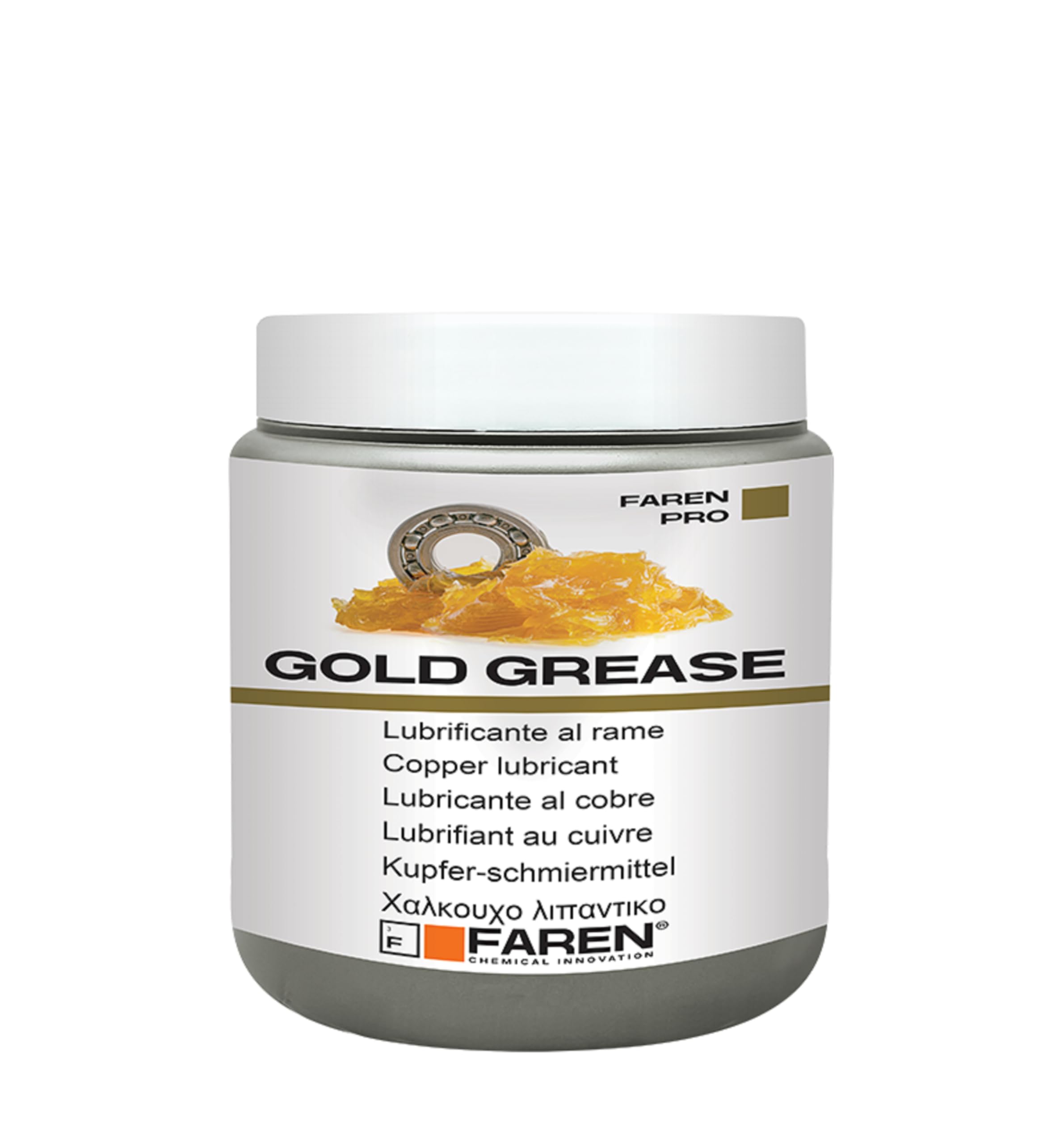 FAREN Grasa de cobre para lubricaciones a altas temperaturas que superan los 1000 °C. Excelente poder antigripante, anticorrosivo lubricante. 750 ml.