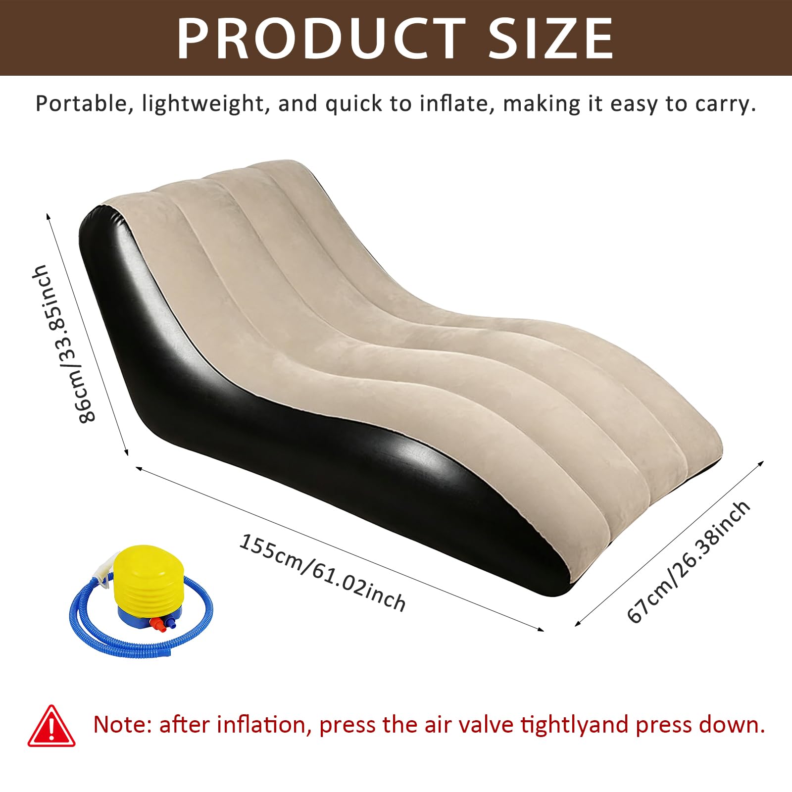 Luftsofa Aufblasbar - Beflockte Outdoor Couch für Camping, Strand & Wohnzimmer - Wasserdicht & Robust - Schnell Aufbaubar mit Pumpe - Ideal für Reisen & Garten (Khaki)