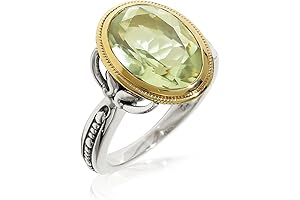 Green Amethyst Solid 925 Silver Jewelry Brass Statement Ring