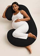 C-Shape Pregnancy Pillows for Sleeping, Maternity Support, Nursing | Multipurpose Pillow for Back, HIPS, Legs, Belly Support with Removable Washable Velvet Cover, Black