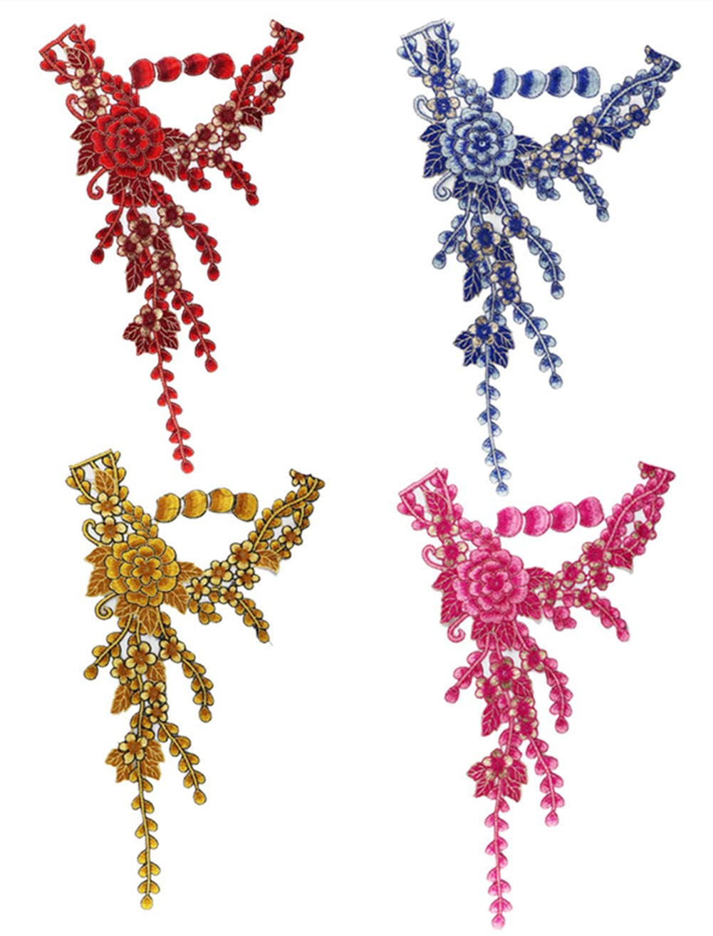 parches, Apliques for Ropa, Parches Bordados De Tela Con Flores, Paquete De 4 Apliques Florales for Coser(Multi)