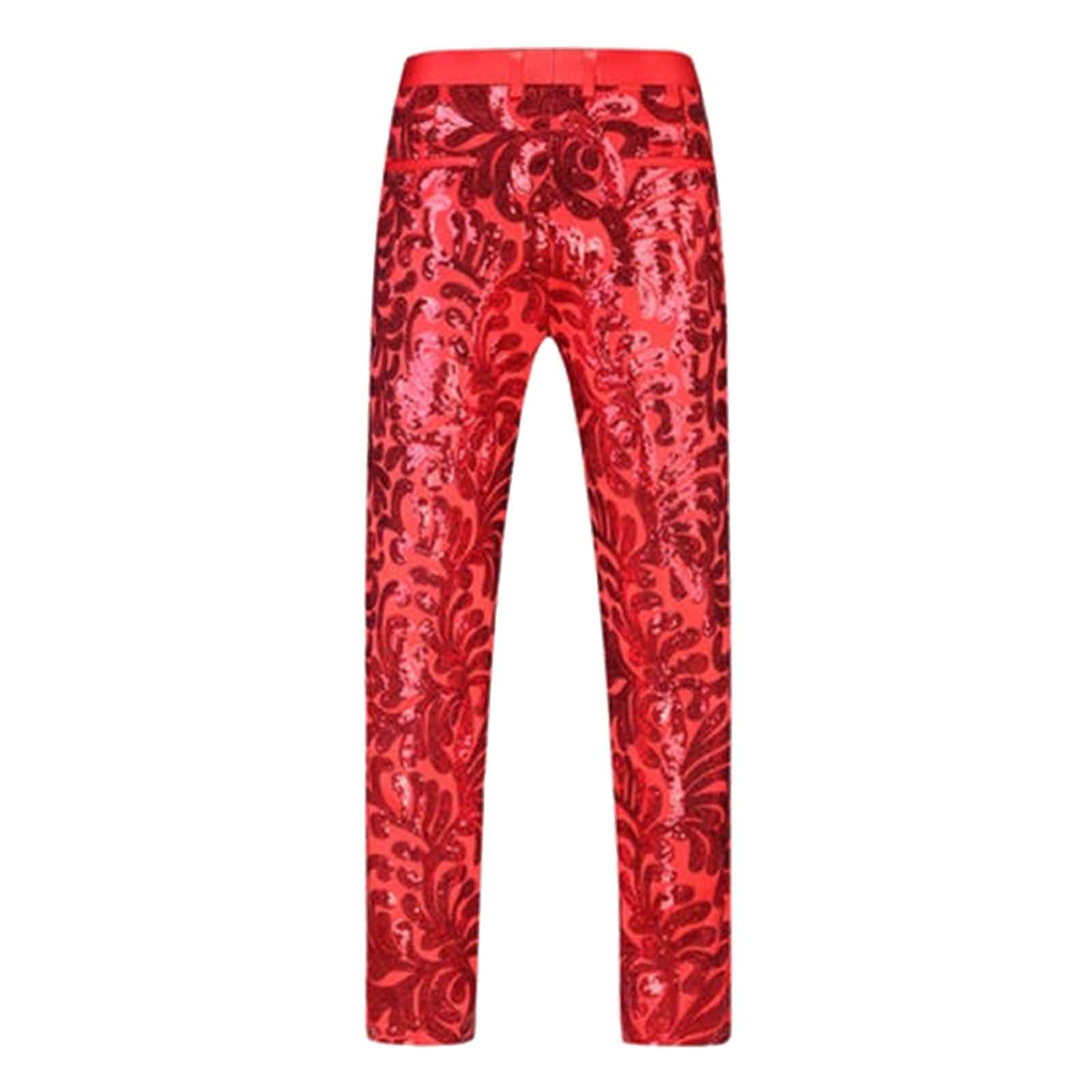 Generisch Sequin Trousers Men's Shiny Dance Trousers Carnival Costume Leisure Trousers Straight Glitter Sequins Fancy Dress Costumes Wide Leg Fabric Trousers Palazzo Trousers Party Festive Suit