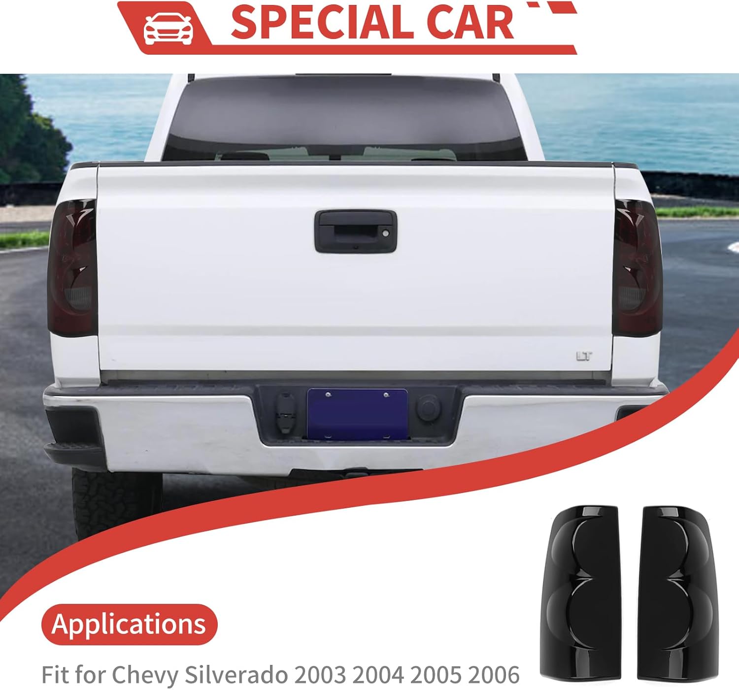 Smoked Black Taillight Cover fit for Chevy Silverado 2003 2004 2005 2006 Rear Brake Light Exterior Accessories