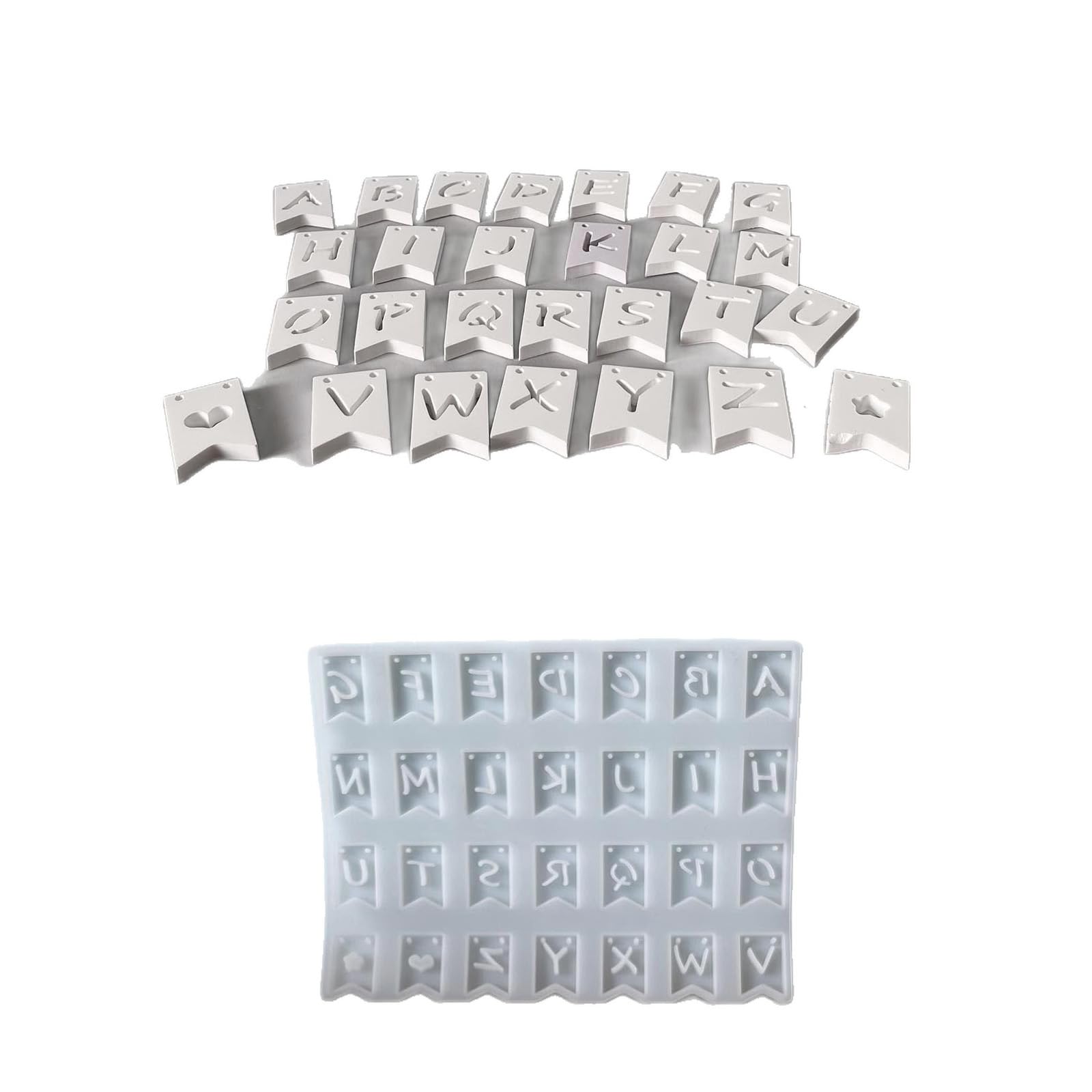 Xjdzineq Letter Resin Pendant Mold Silicone Baking for Making Hanging Ornament Holiday Decoration Epoxy Resin Project Flag Pendant Silicone Molds