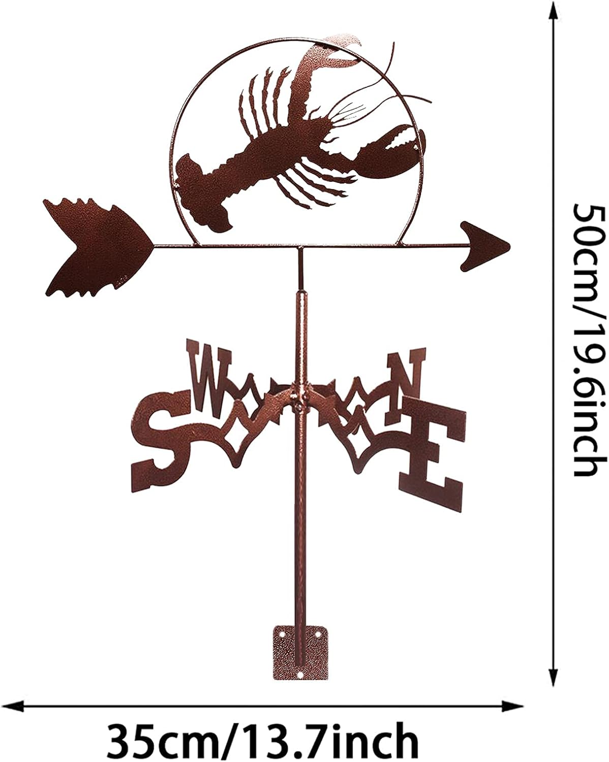 Weathervane, Weather Vane,Lobster Shape Weathervane Sculpture Pattern Model Farm Weather Vane Country House Wind Direction Indicator with Anti Rust Coating Bracket Lawn Outdoor Roof Ornament