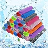 MADHOLLY 50Pcs Cooling Towels - Cool Towel for Neck and Face, Bulk Breathable Cooling Towel for Golf Football Hiking Camping Travel Outdoor Work, Fitness Gym Yoga in Hot Weather (31x12in, 10 Colors)