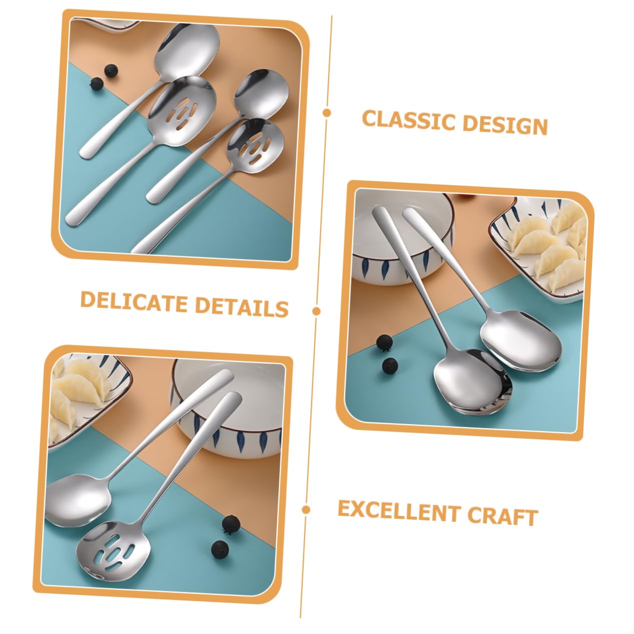 Unomor Stainless Steel Serving Spoons 2pcs Professional Utensil Set for Restaurant Kitchen Buffet Easy to Clean Dishwasher Safe for Daily Use