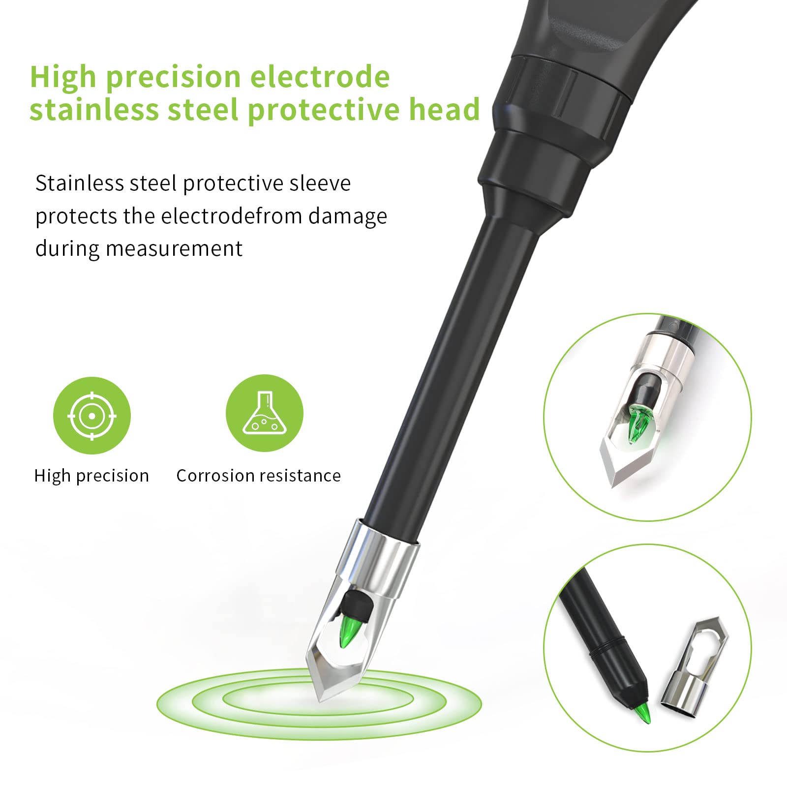 Medidor de pH terreno, pHmetro del suelo digital con electrodo de pH de acero inoxidable, Bluetooth PH probador del suelo para el cuidado de las plantas, ideal para jardín, césped, granja
