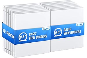 SUIN 1/2 Inch Bulk Binder, 12 Pack White