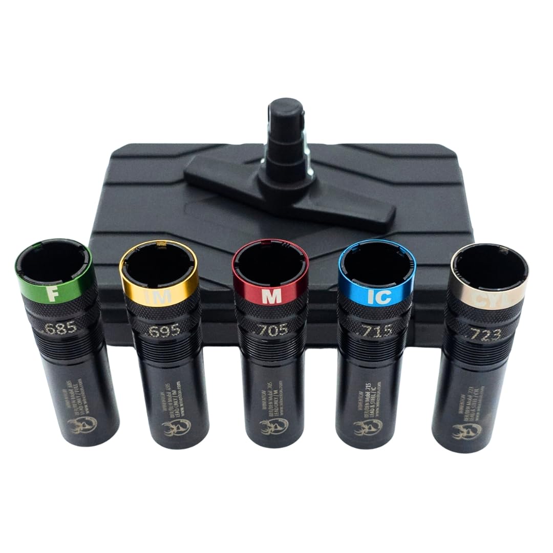 Juego de tubos de estrangulamiento extendidos compatibles con BER/Ben Mobil para escopetas de 12 Ga, 5 tubos de estrangulamiento, negro, anillos codificados por colores