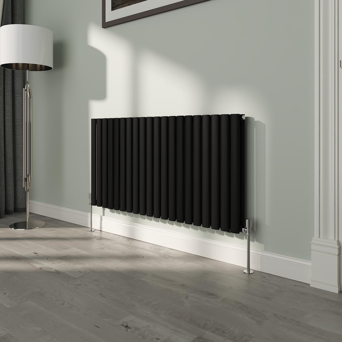 NRG Premium Black Oval Double Panel Designer Radiator 600x1180mm Central Heating — image 1
